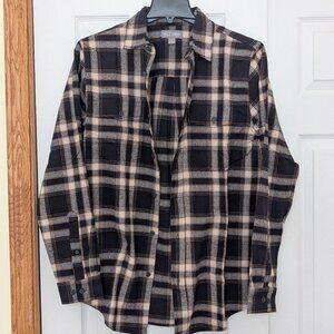 Space Cadet Blue and Tan Button-up Flannel Shirt - Men's Small Falls Creek NWOT